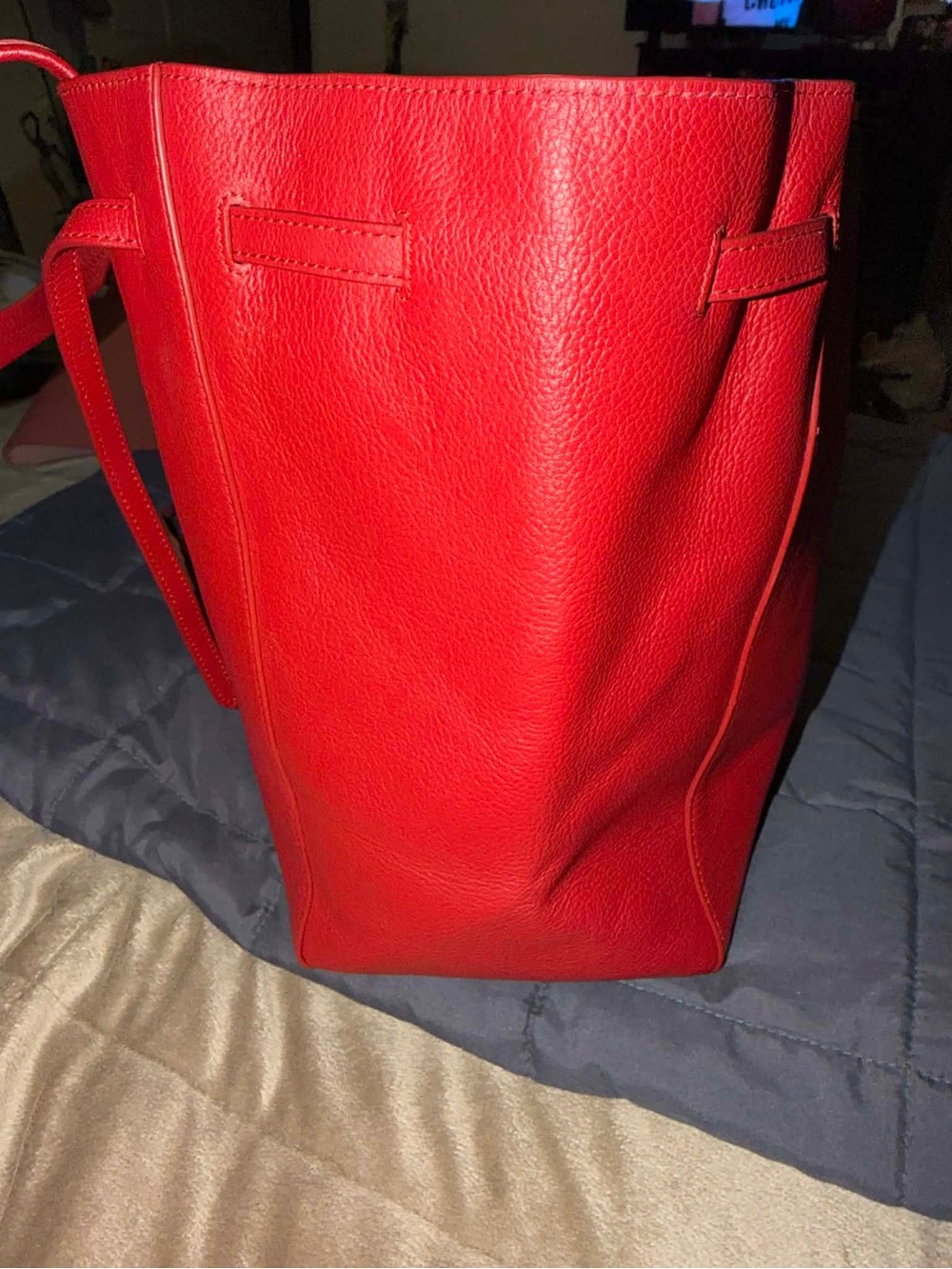 Celine Cabas Medium Red Leather Tote with Top Handles - Picture 5 of 9